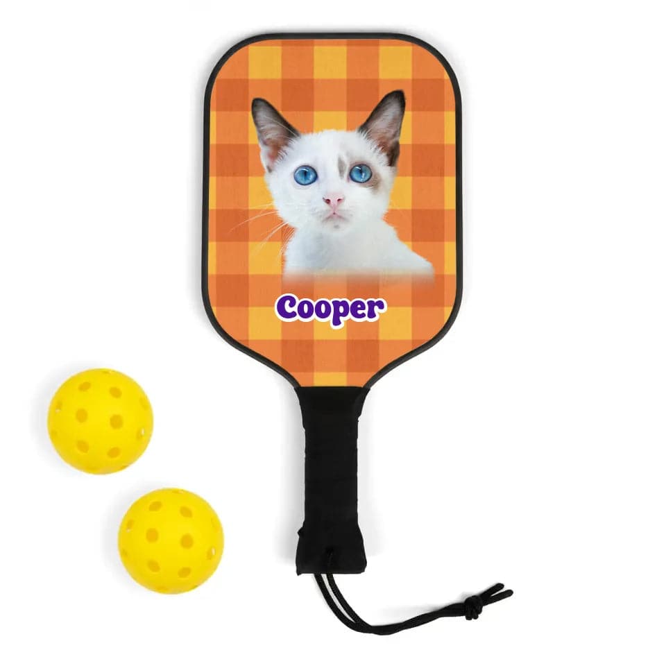 Custom Personalized Photo Cat Halloween Style Pickleball Kit