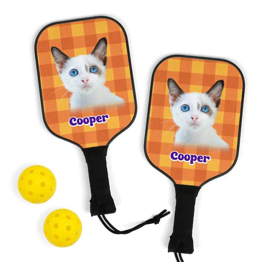 Custom Personalized Photo Cat Halloween Style Pickleball Kit