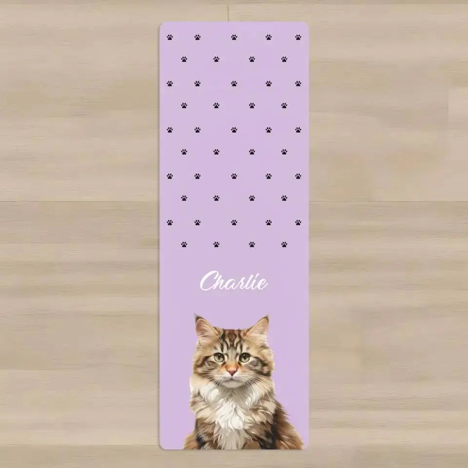 Custom Personalized Cat Photo Yoga Mat - Chic Kitty