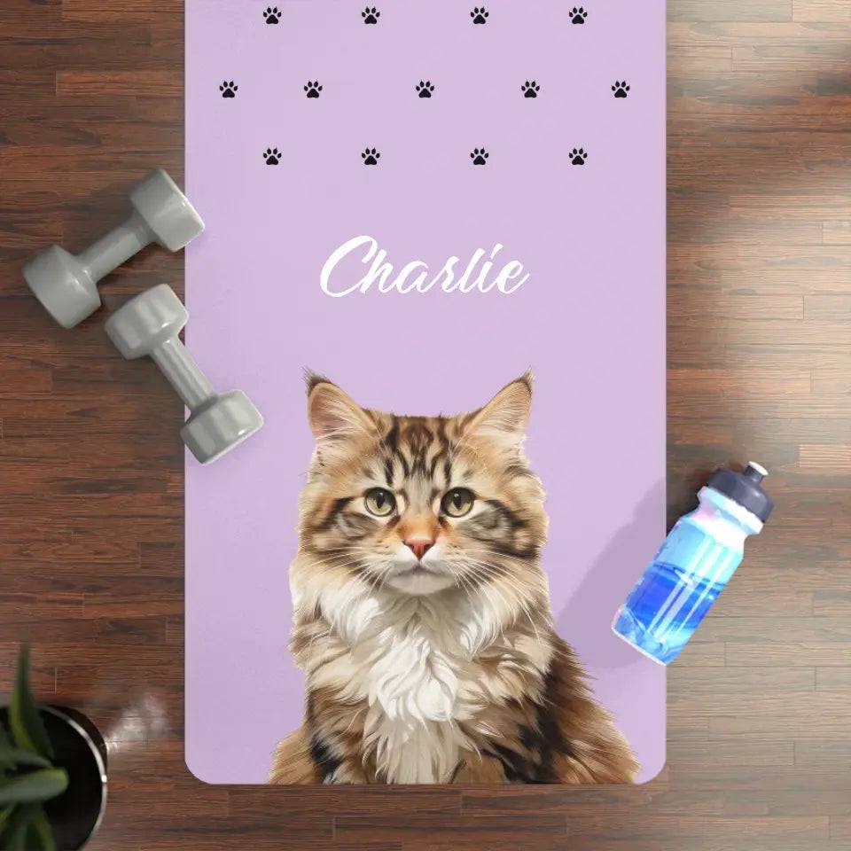 Custom Personalized Cat Photo Yoga Mat - Chic Kitty