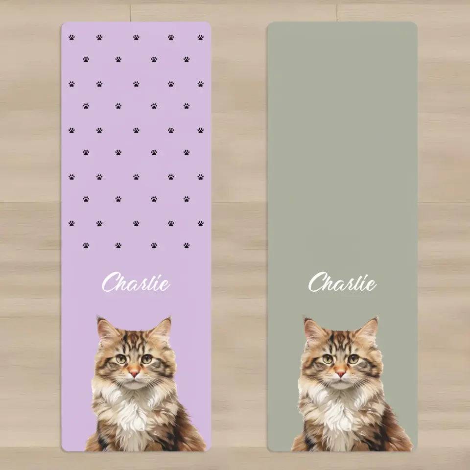 Custom Personalized Cat Photo Yoga Mat - Chic Kitty