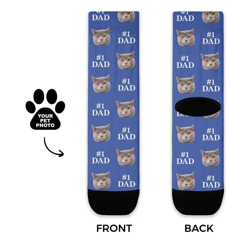 Custom Personalized Photo Socks - Gift for Men, Cat Dad & Dog Dad - Chic Kitty