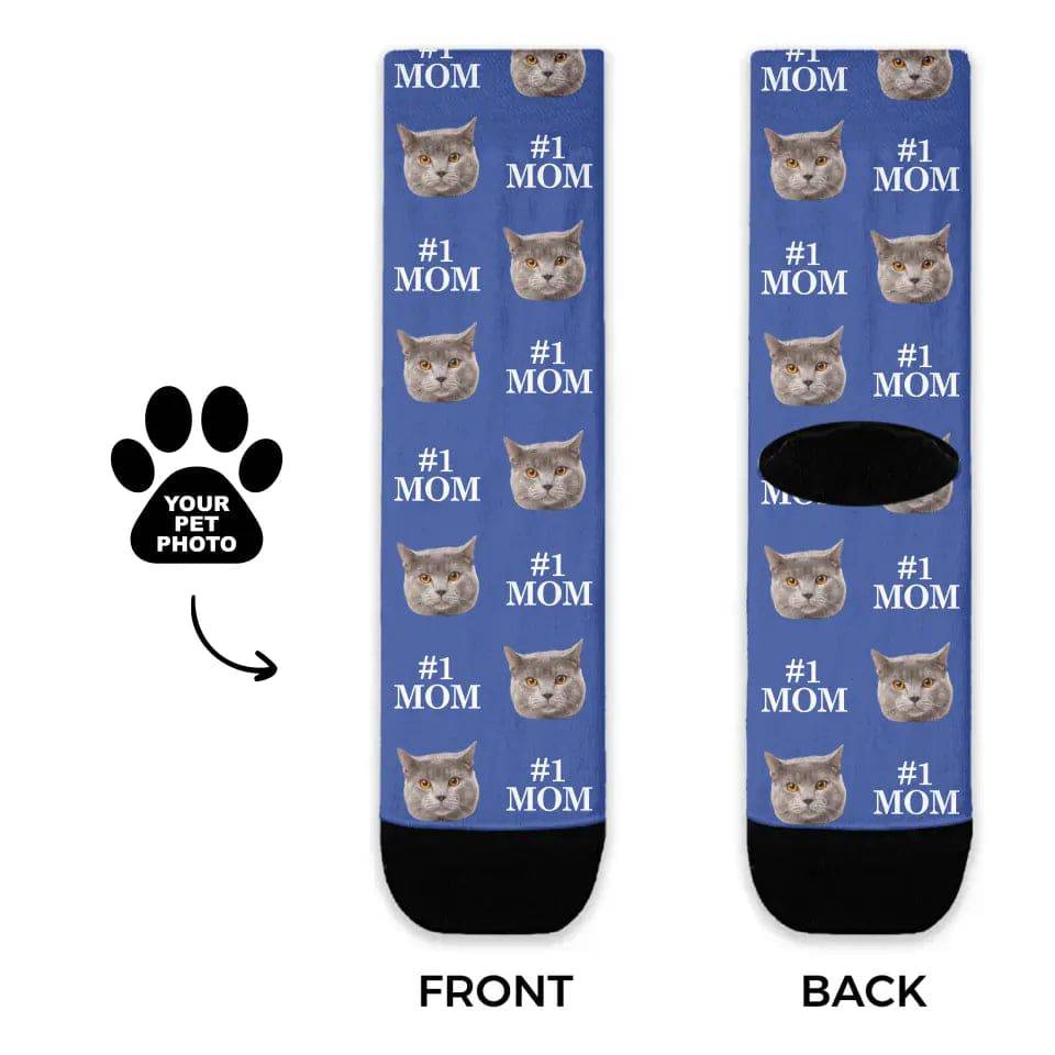 Custom Personalized Photo Socks - Gift for Women, Cat Mom & Dog Mom - Chic Kitty