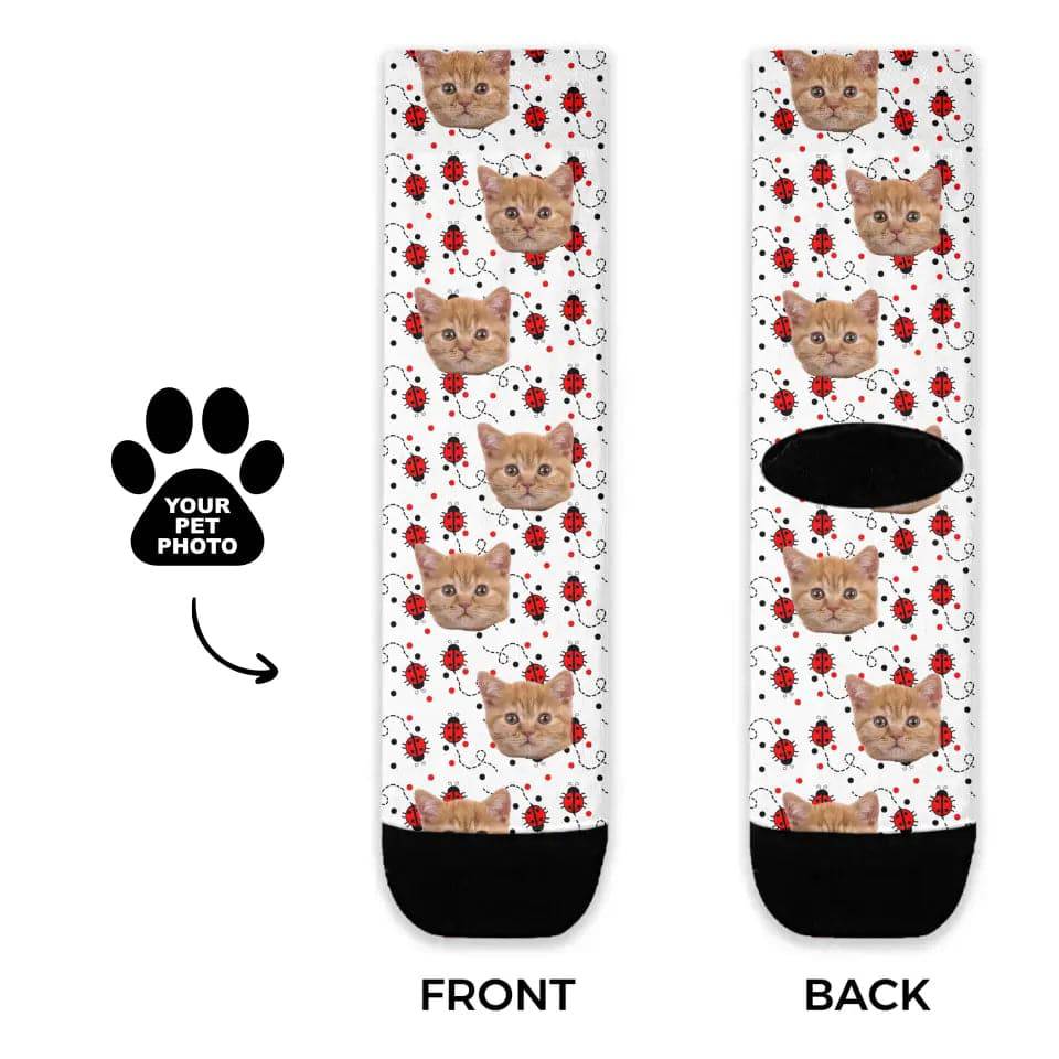 Personalized Ladybug Pattern Cat Socks - Chic Kitty