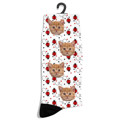 Personalized Ladybug Pattern Cat Socks - Chic Kitty