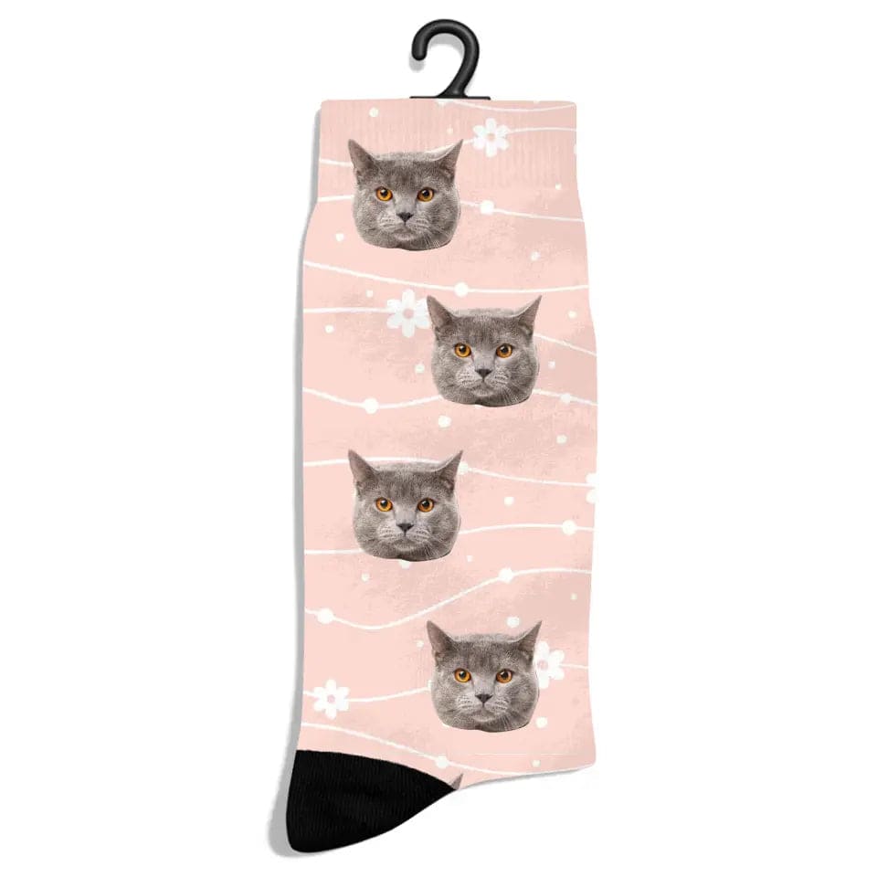 Personalized Spring Pattern Cat Socks - Chic Kitty