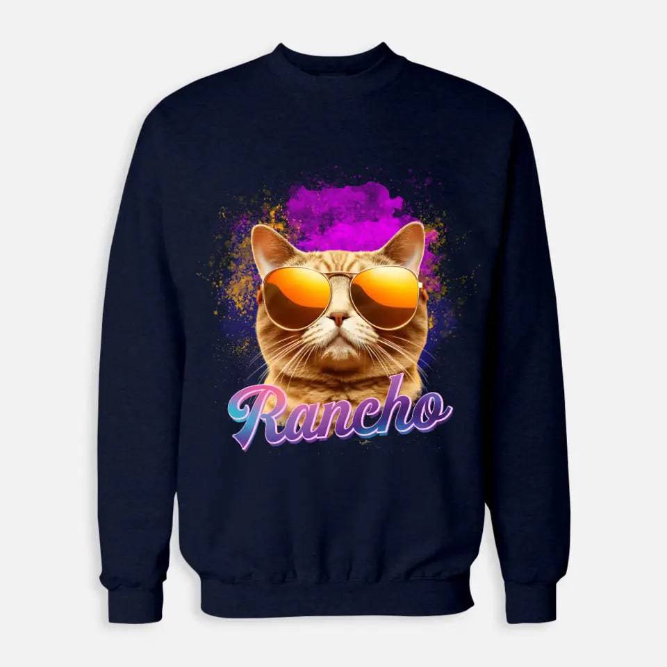 Custom Space Watercolor - Personalized Cat Sweatshirt - Chic Kitty