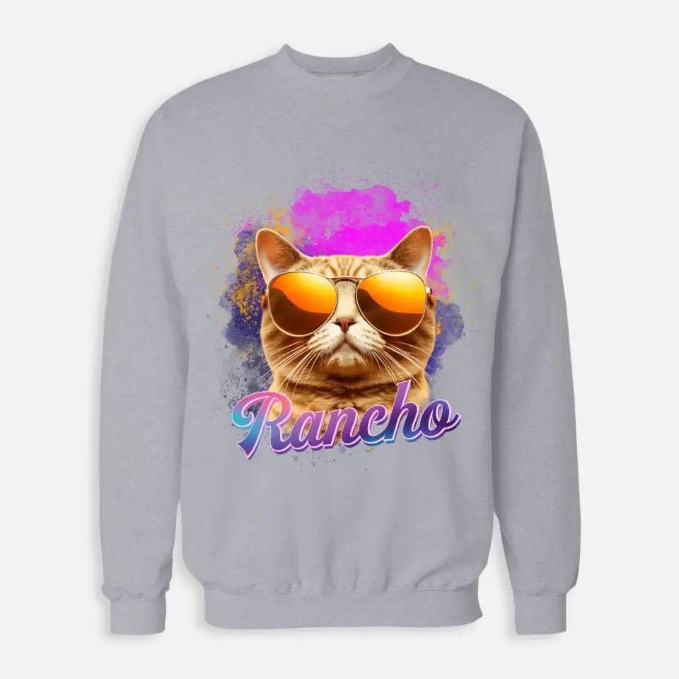 Custom Space Watercolor - Personalized Cat Sweatshirt - Chic Kitty