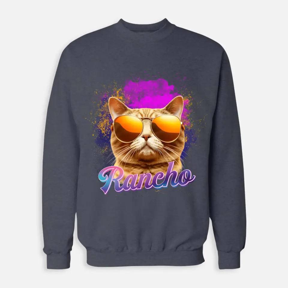 Custom Space Watercolor - Personalized Cat Sweatshirt - Chic Kitty