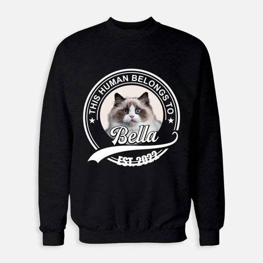 Personalised This Human Belongs to Cat Sweatshirt - Chic Kitty