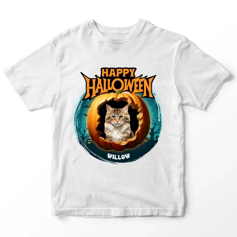 Personalized Cat Photo Halloween T-Shirt