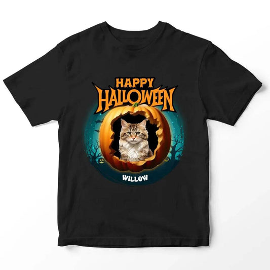 Personalized Cat Photo Halloween T-Shirt