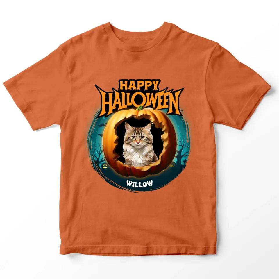 Personalized Cat Photo Halloween T-Shirt