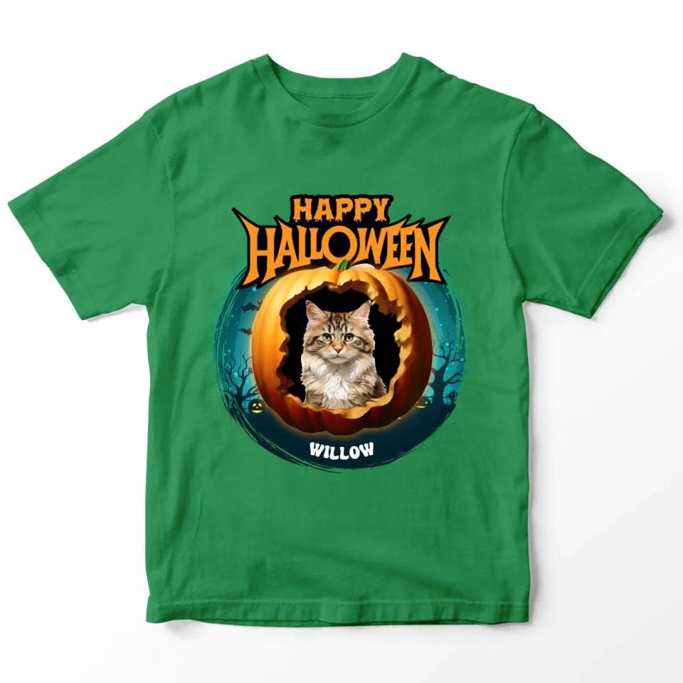 Personalized Cat Photo Halloween T-Shirt