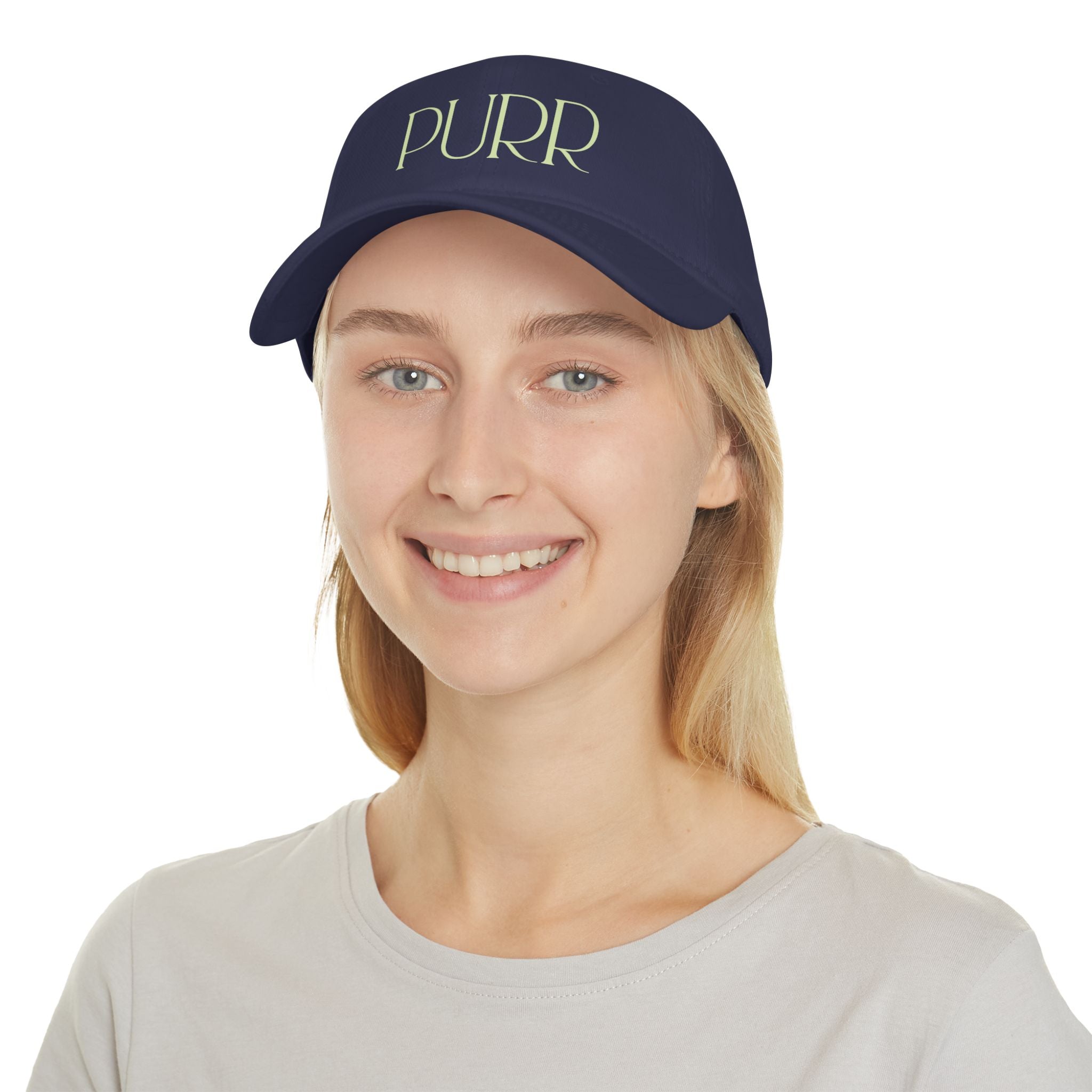 Purr Baseball Cap - Stylish Low Profile Hat for Cat Lovers - Chic Kitty