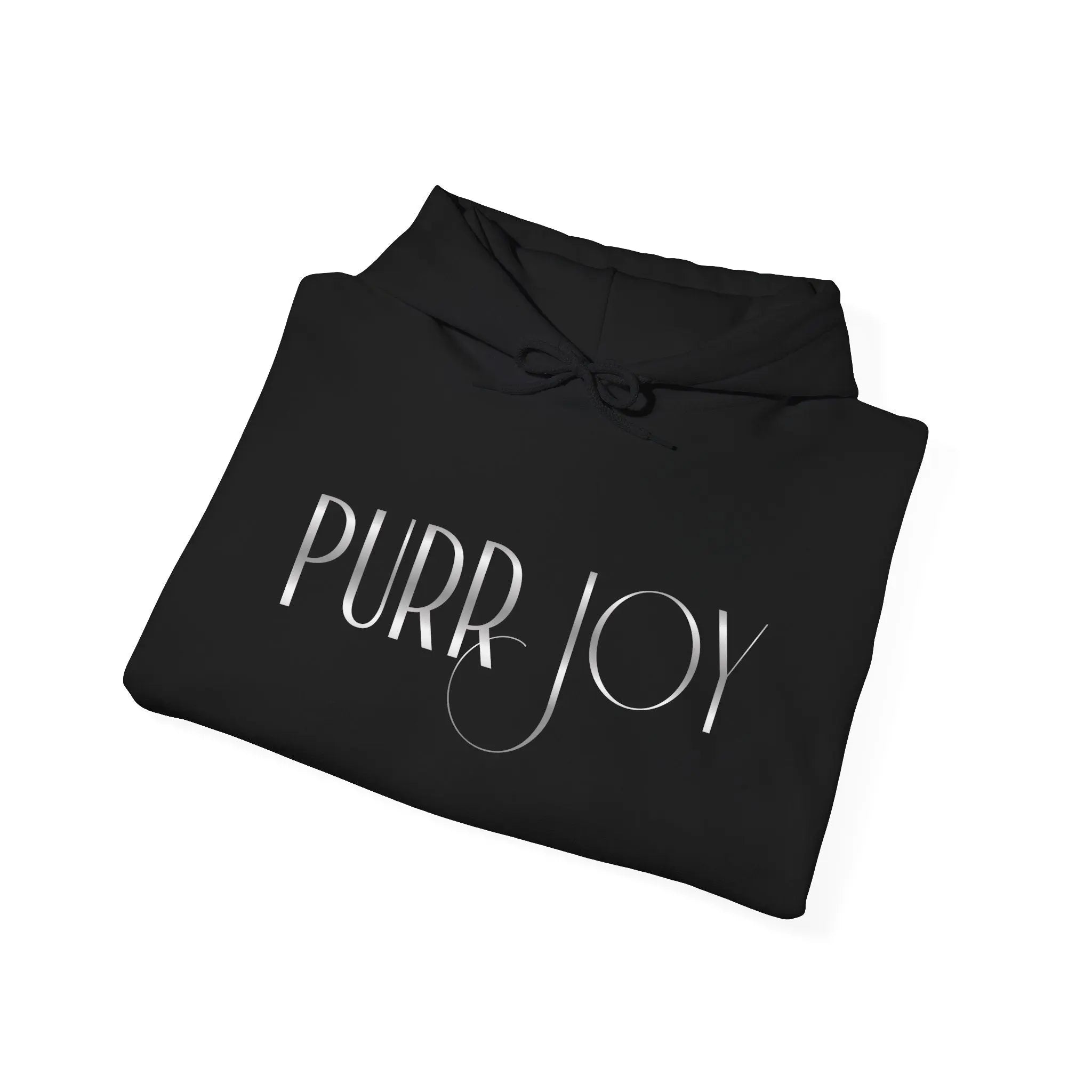 Purr Joy Hoodie — Minimal Cat Silhouette White Pullover - Chic Kitty