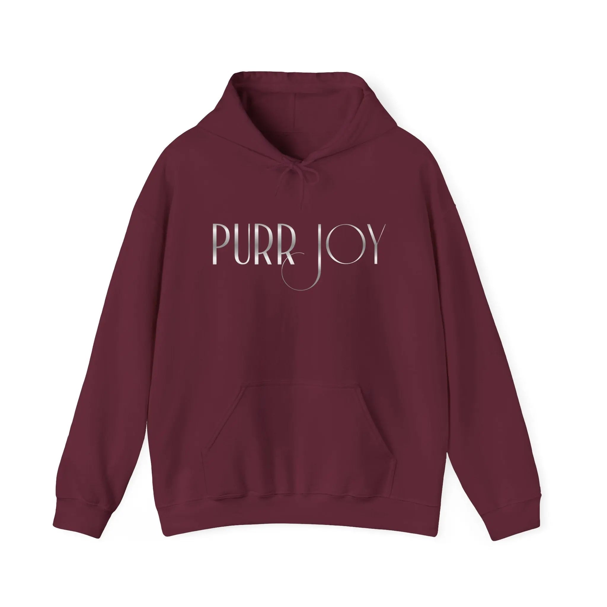 Purr Joy Hoodie — Minimal Cat Silhouette White Pullover - Chic Kitty