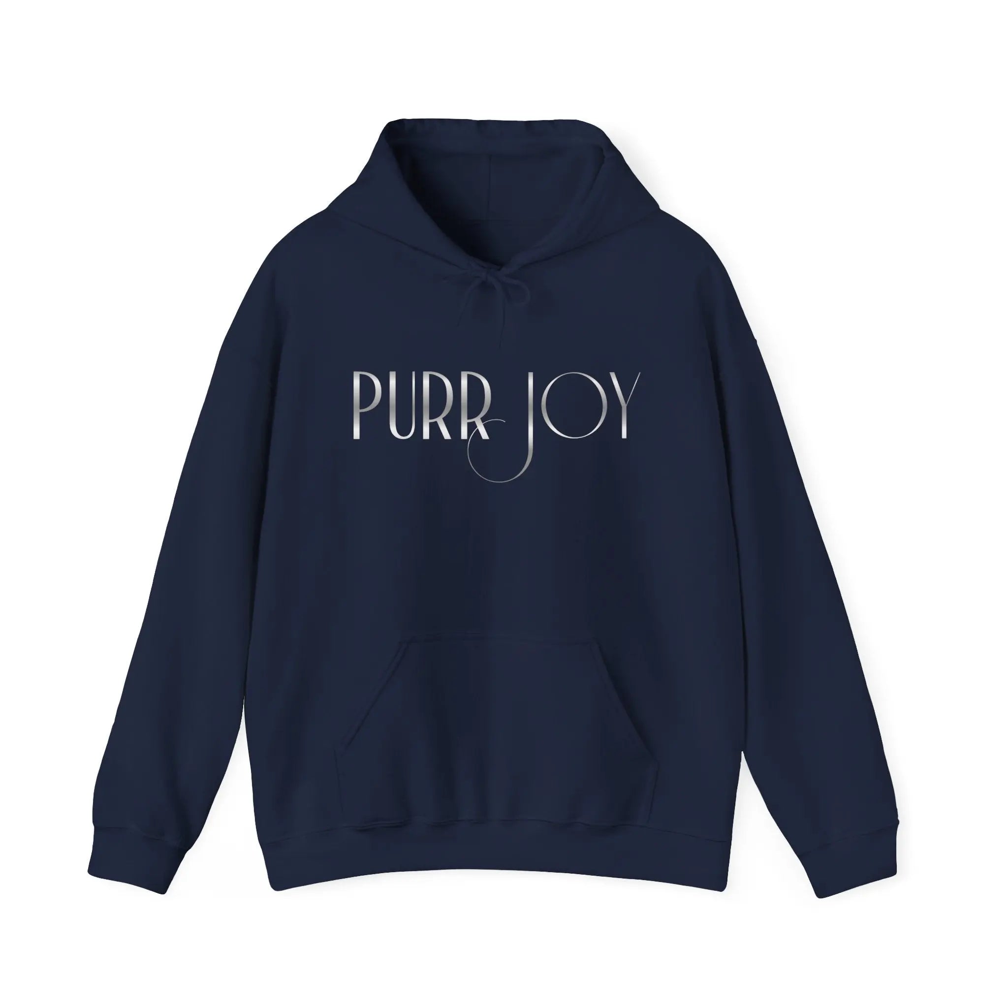 Purr Joy Hoodie — Minimal Cat Silhouette White Pullover - Chic Kitty