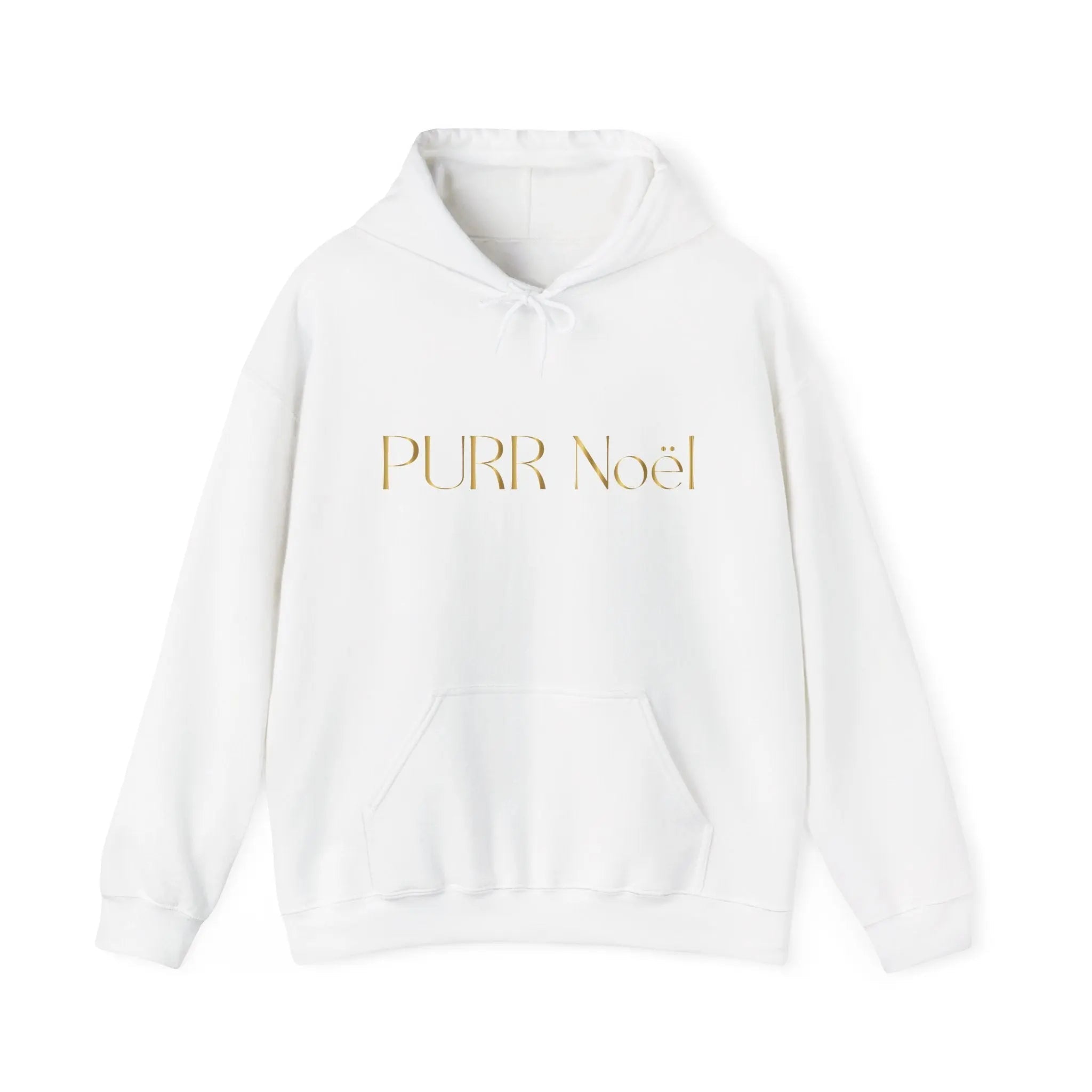 Purr Noël Hoodie — Gold Script Holiday Cat Lover Sweatshirt - Chic Kitty