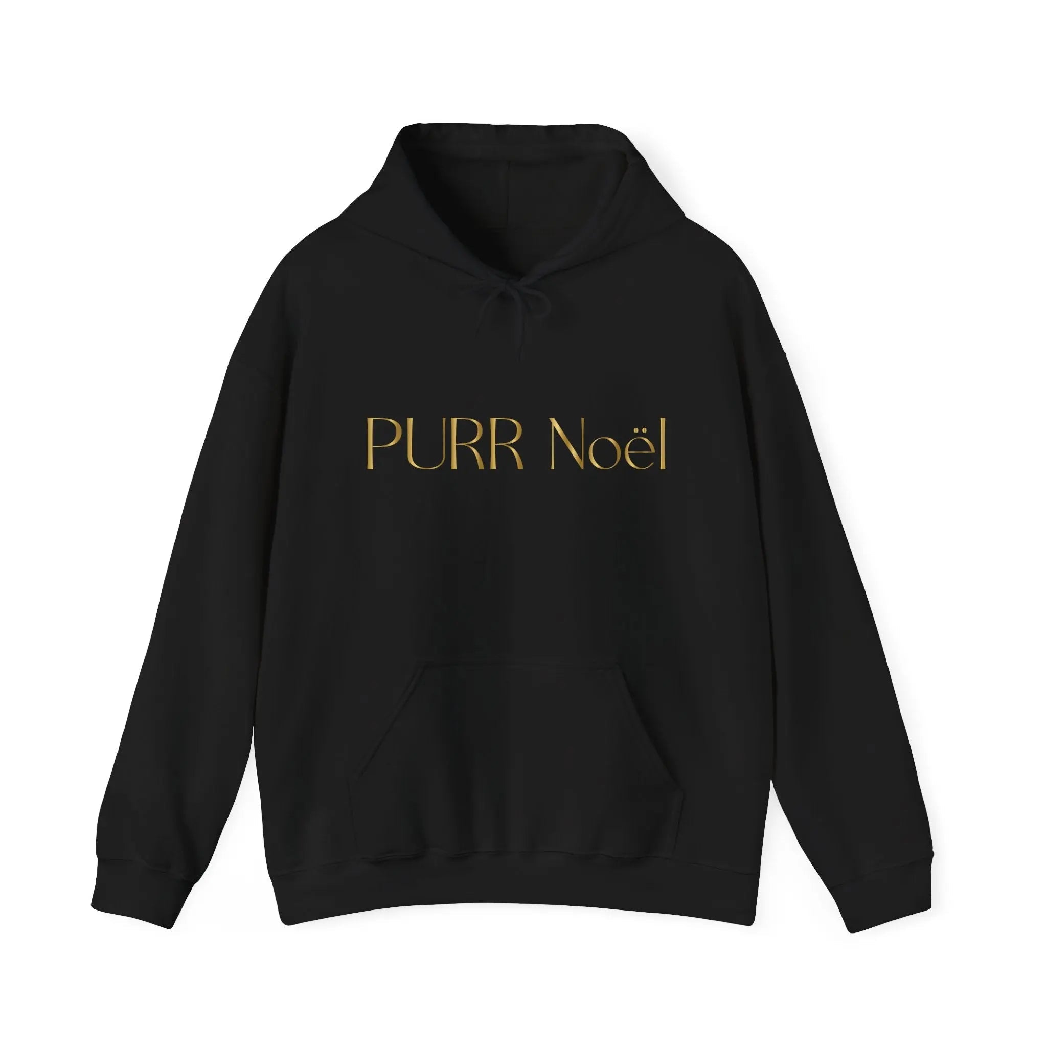 Purr Noël Hoodie — Gold Script Holiday Cat Lover Sweatshirt - Chic Kitty