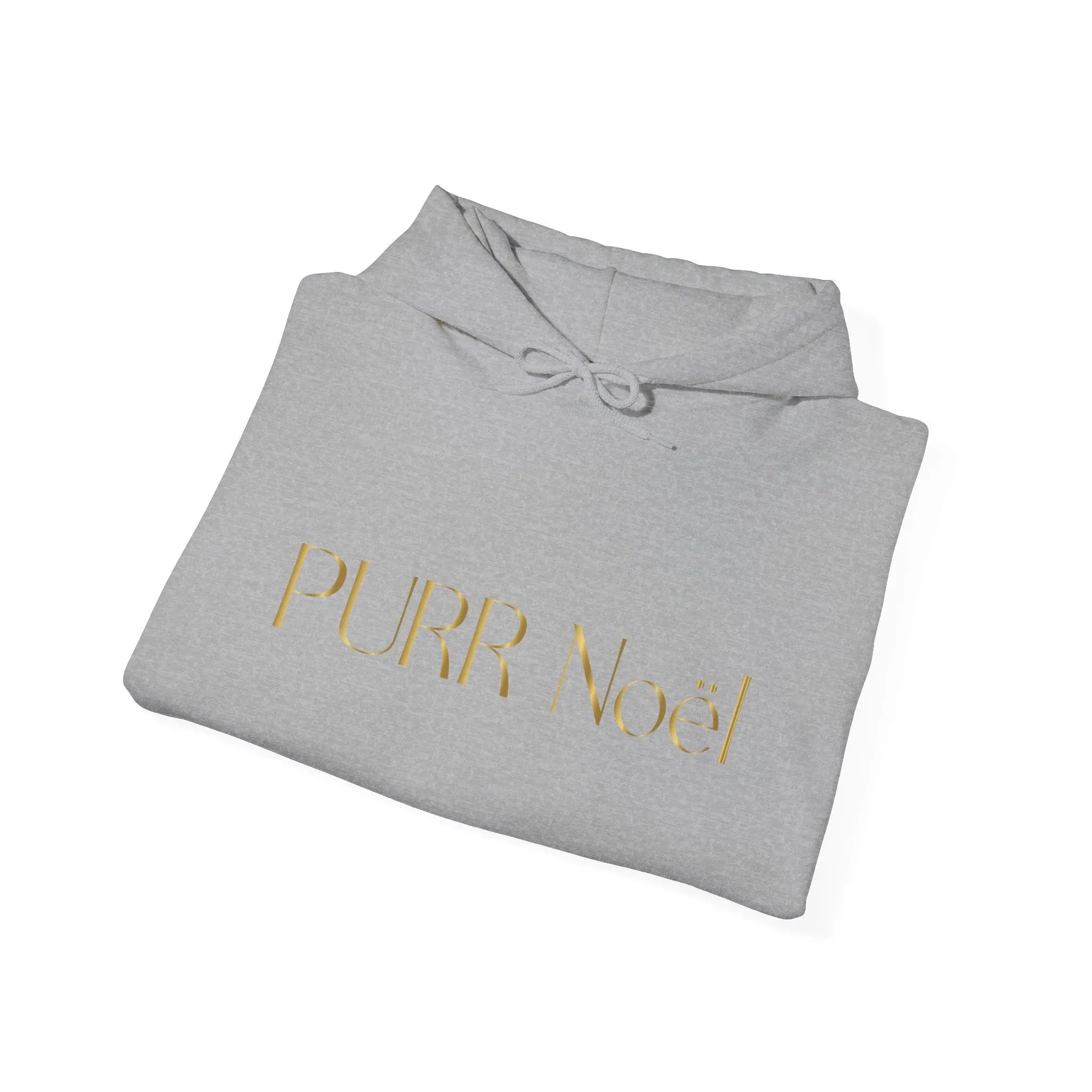 Purr Noël Hoodie — Gold Script Holiday Cat Lover Sweatshirt - Chic Kitty