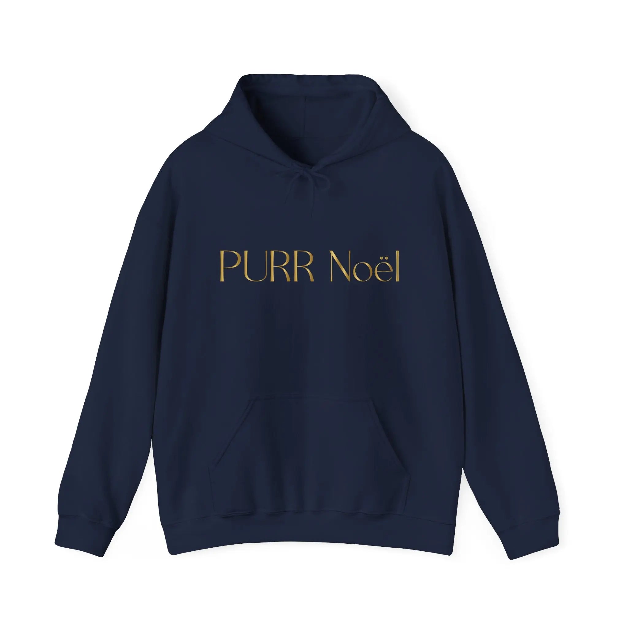 Purr Noël Hoodie — Gold Script Holiday Cat Lover Sweatshirt - Chic Kitty