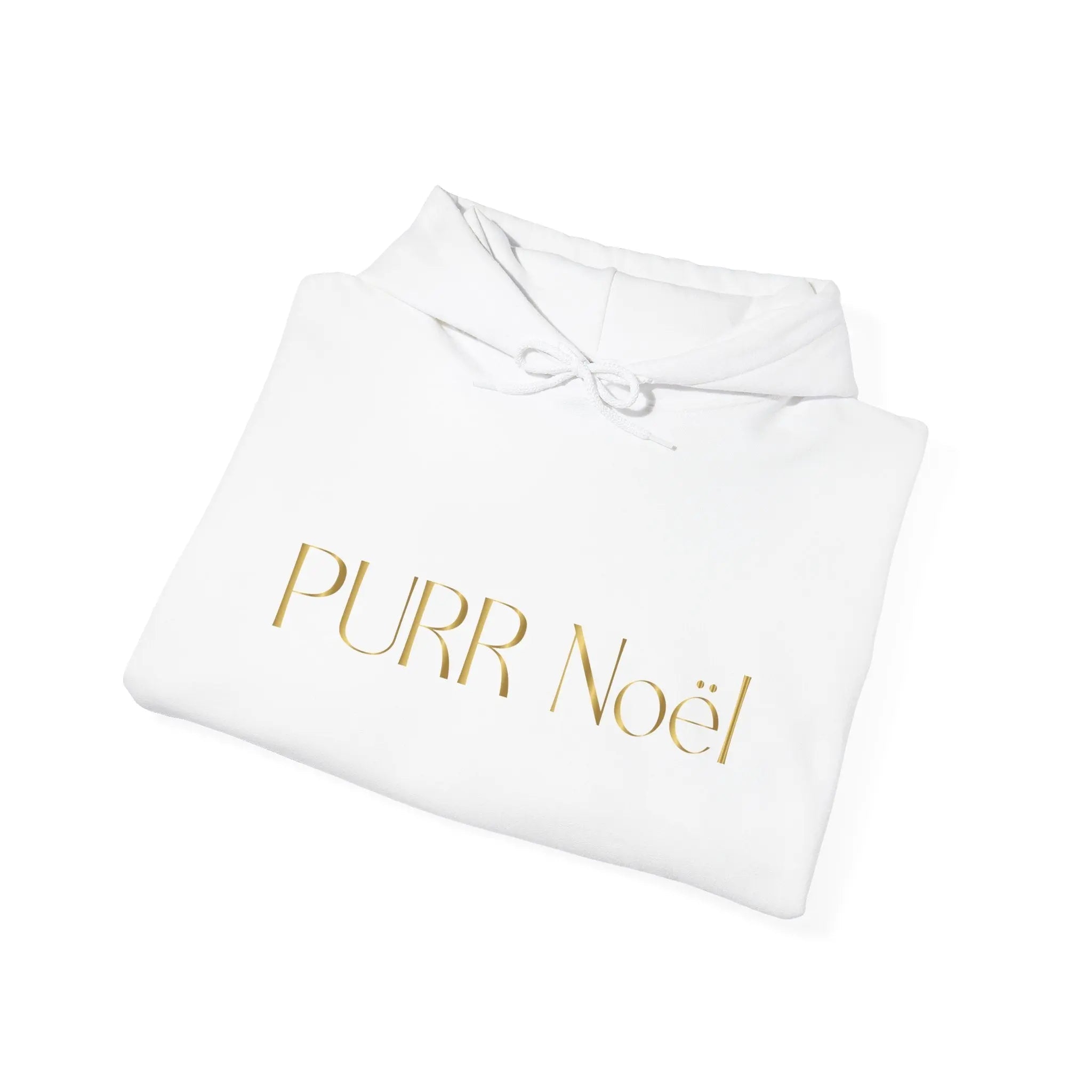 Purr Noël Hoodie — Gold Script Holiday Cat Lover Sweatshirt - Chic Kitty