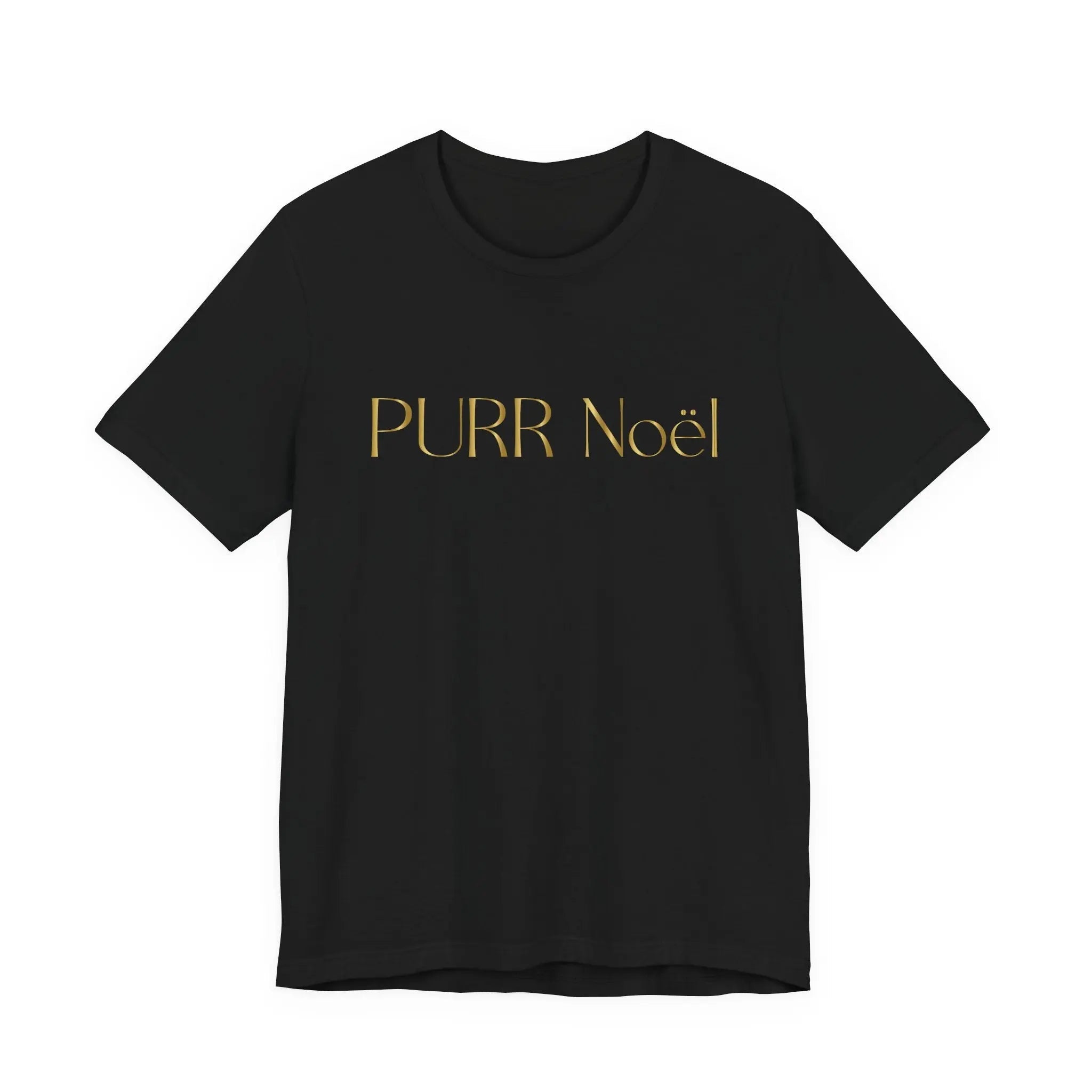 Purr Noël Tee - Gold Foil Cat Christmas Shirt - Chic Kitty