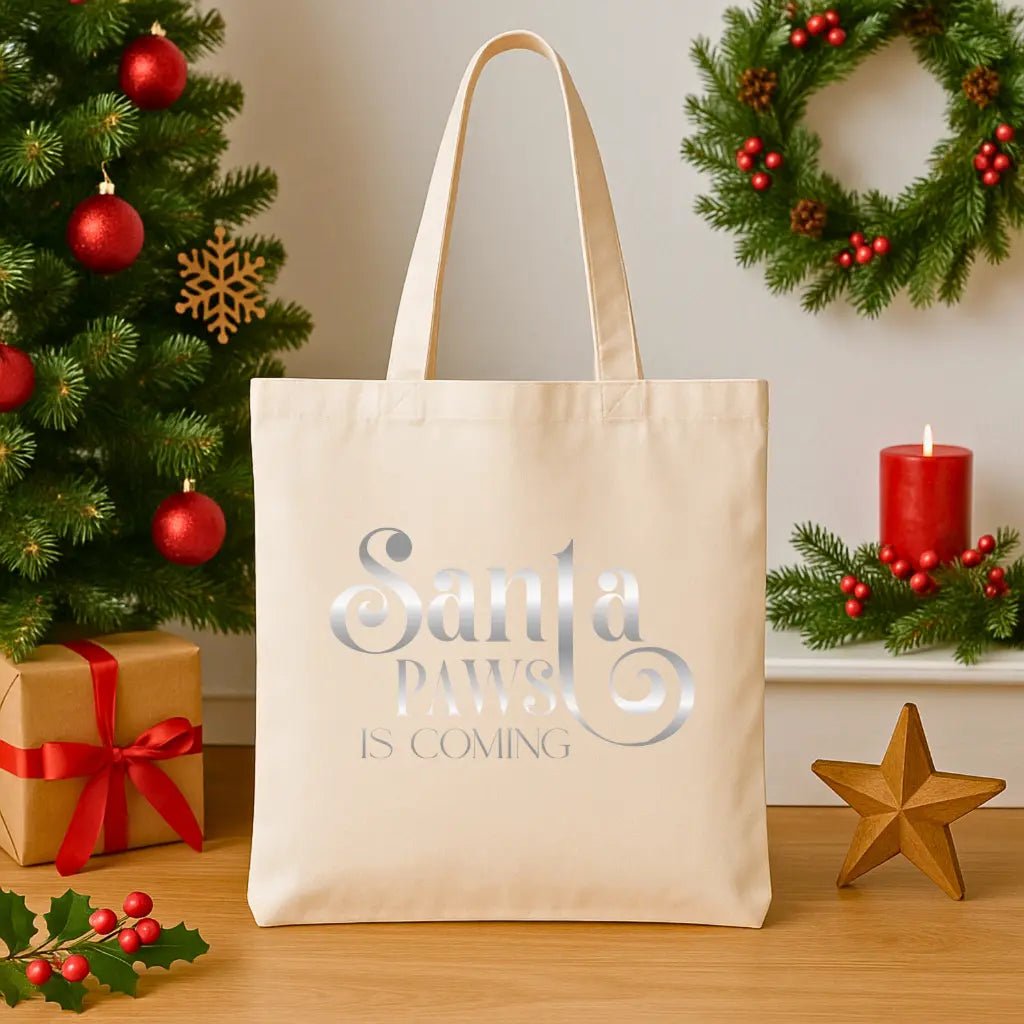 Santa Pants Is Coming Canvas Tote Bag - Chic Kitty