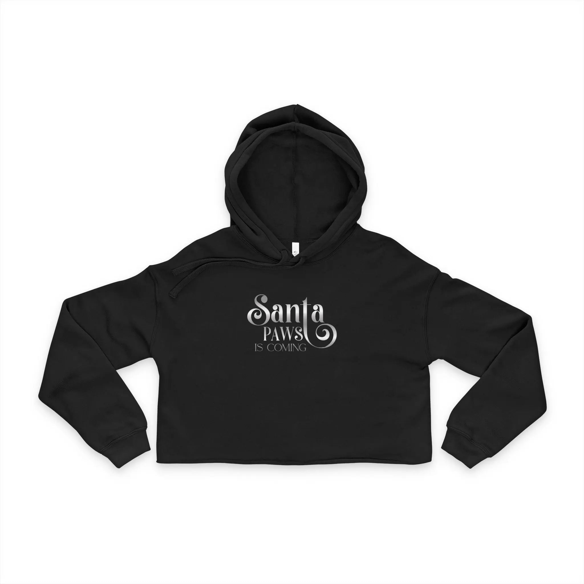 Santa Paws is Coming Cropped Hoodie — Women's Christmas Pet Lover Hoodie - Chic Kitty