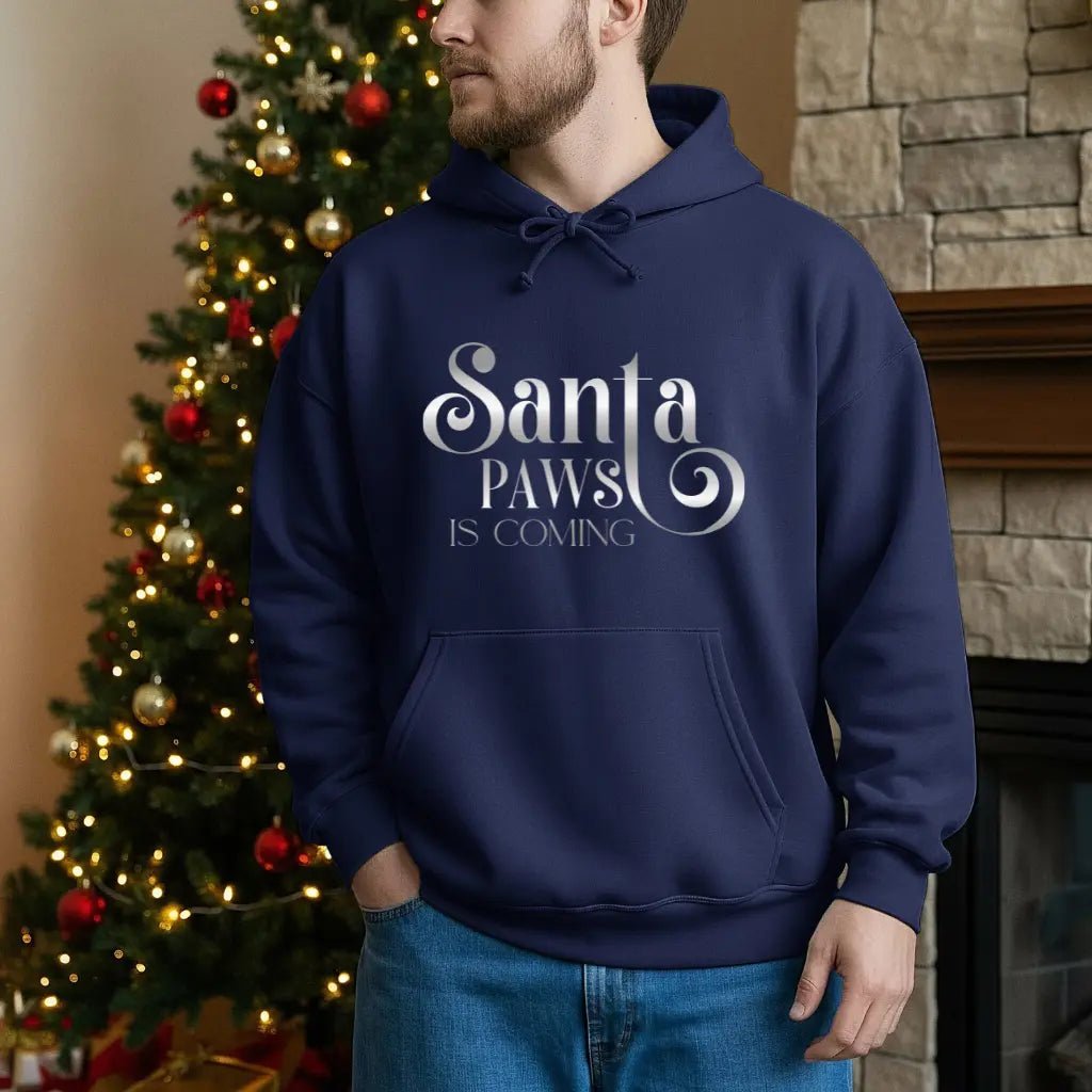 Santa Paws Is Coming Hoodie — Cozy Christmas Pet Lover Sweatshirt - Chic Kitty