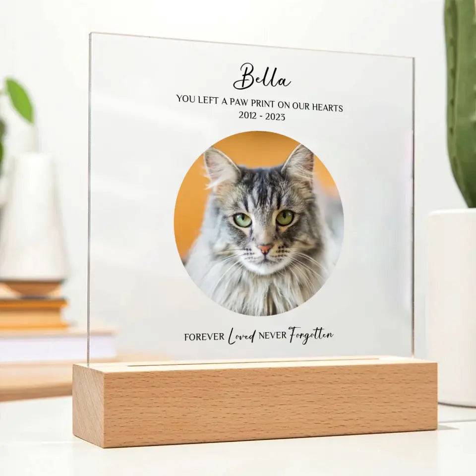 Custom Cat Photo Memorial Gift - Acrylic Square Plaque