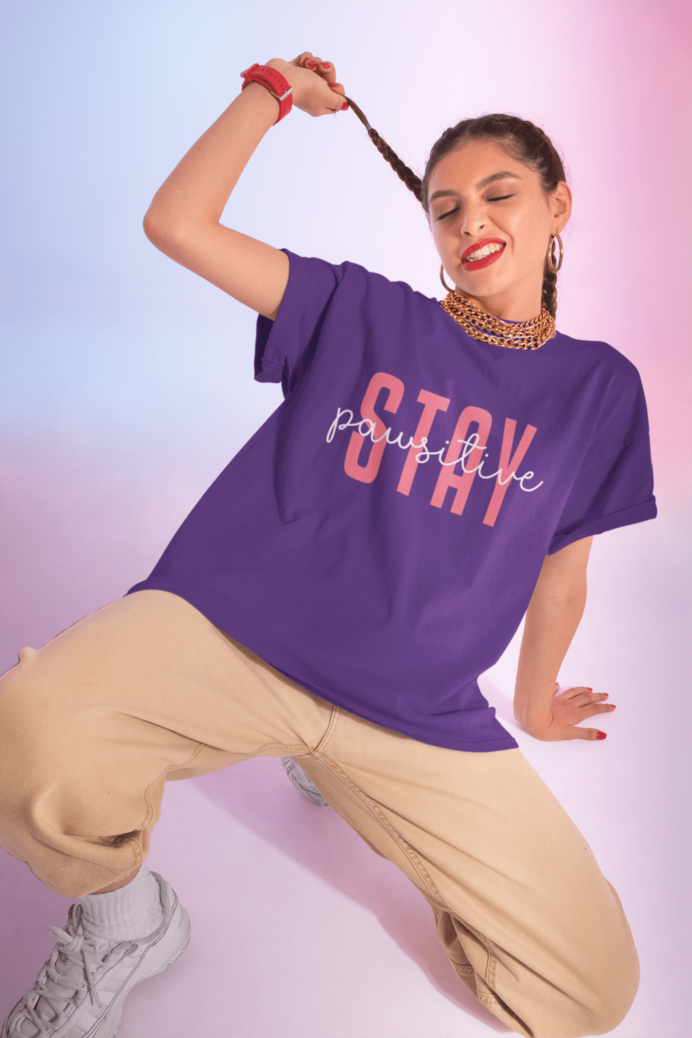 Stay Pawsitive Unisex Jersey Tee - Cute Animal Lover Short Sleeve Shirt - Chic Kitty