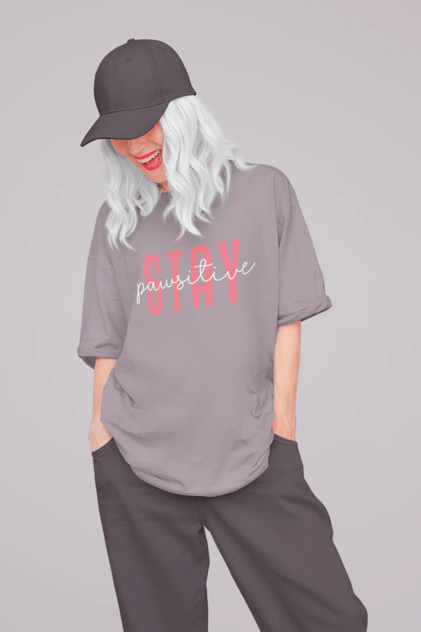 Stay Pawsitive Unisex Jersey Tee - Cute Animal Lover Short Sleeve Shirt - Chic Kitty