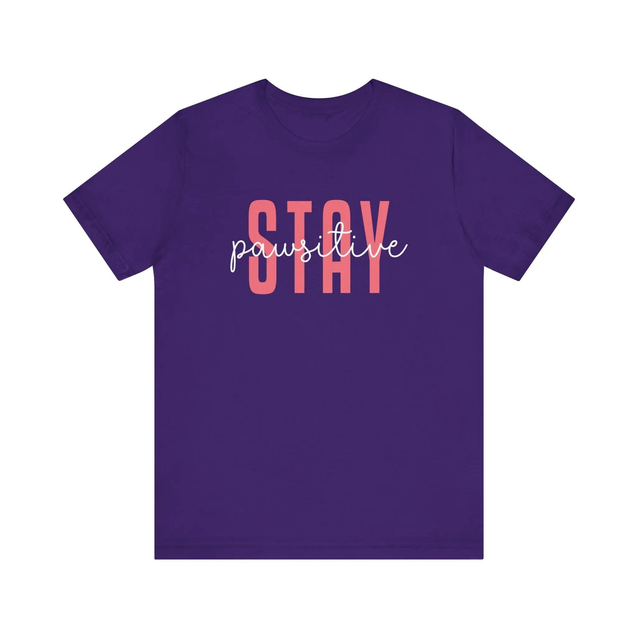 Stay Pawsitive Unisex Jersey Tee - Cute Animal Lover Short Sleeve Shirt - Chic Kitty