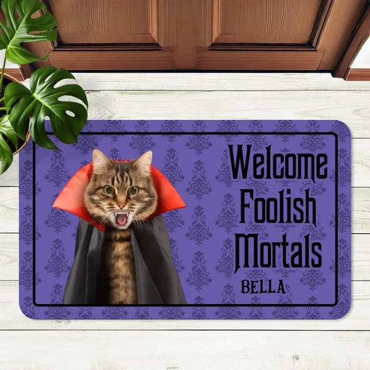 Personalized Cat Photo Halloween Doormat