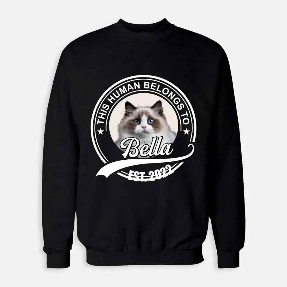 This Human Belongs to - Personalised Cat Sweatshirt - Chic Kitty