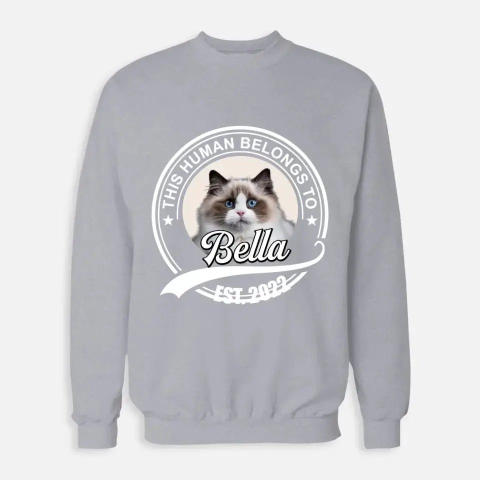 This Human Belongs to - Personalised Cat Sweatshirt - Chic Kitty