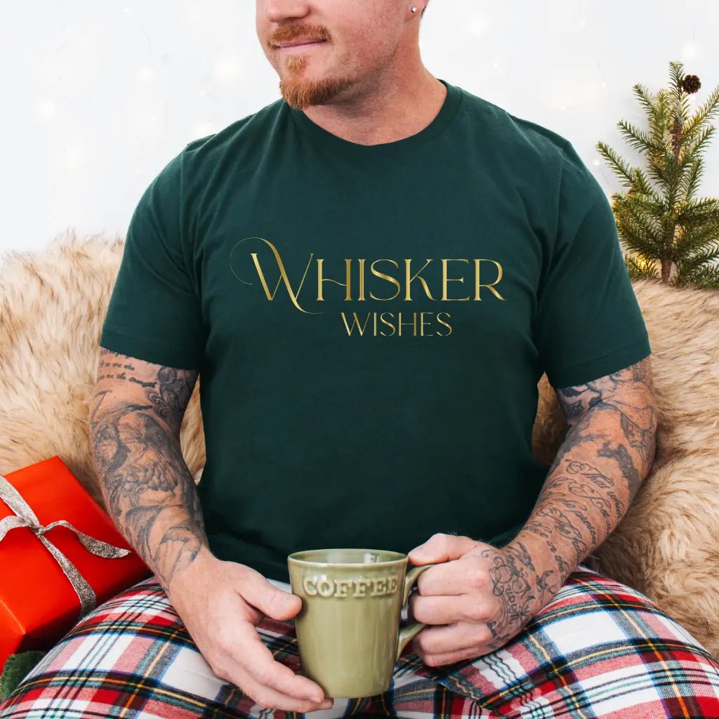 Whisker Wishes Tee - Minimal Gold Cat Lover T-Shirt - Chic Kitty