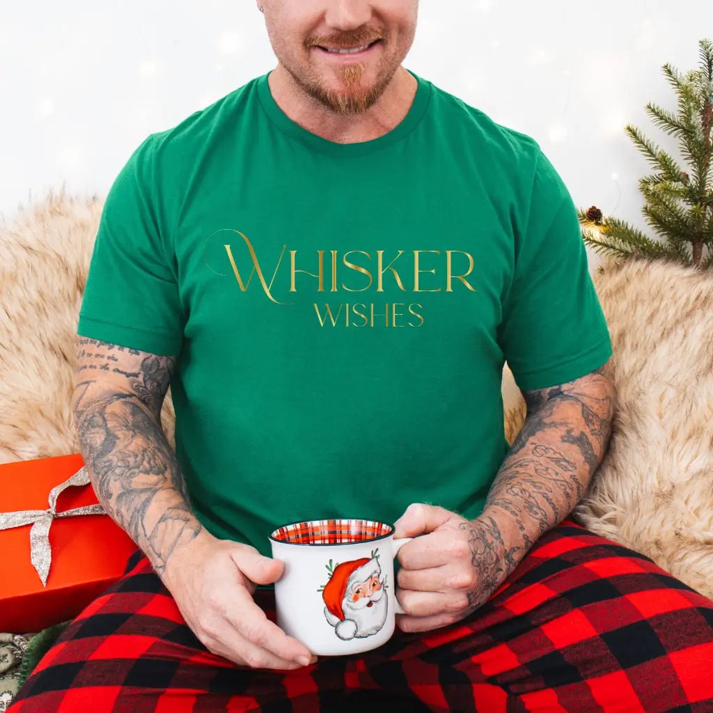 Whisker Wishes Tee - Minimal Gold Cat Lover T-Shirt - Chic Kitty