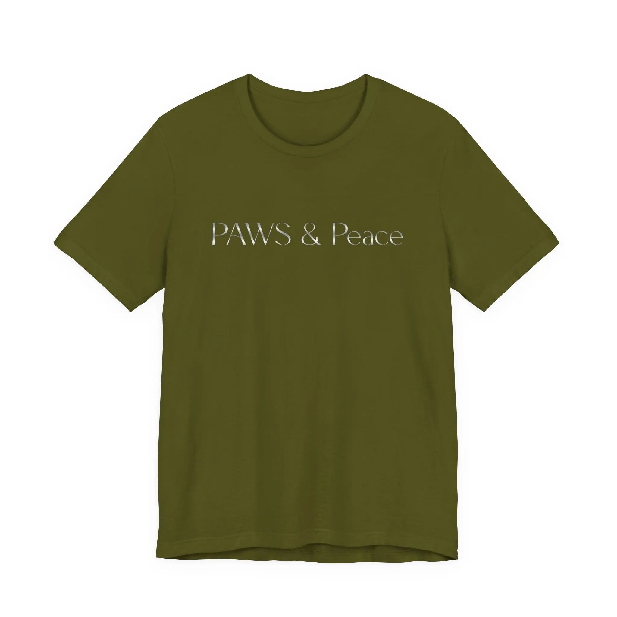White Embossed 'Paws & Peace' Tee — Minimal Pet Lover T-Shirt - Chic Kitty