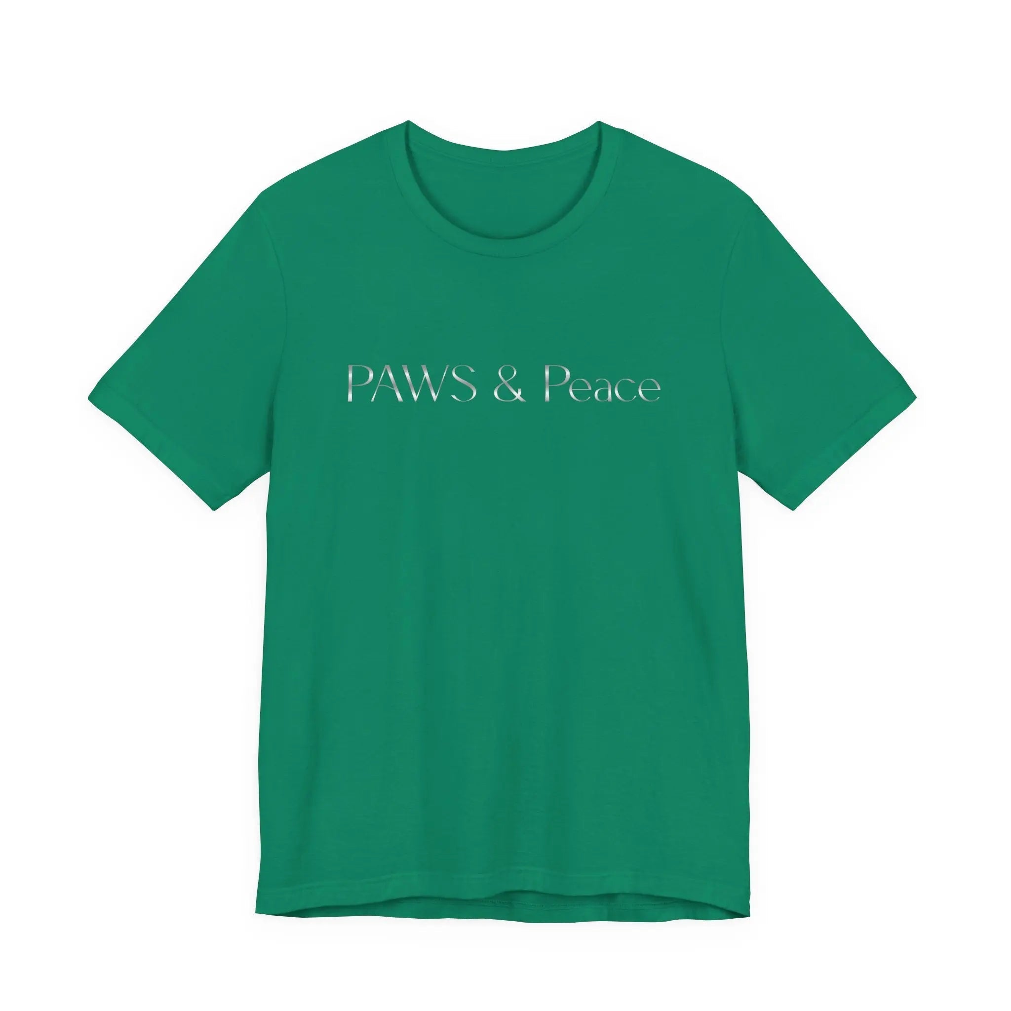 White Embossed 'Paws & Peace' Tee — Minimal Pet Lover T-Shirt - Chic Kitty