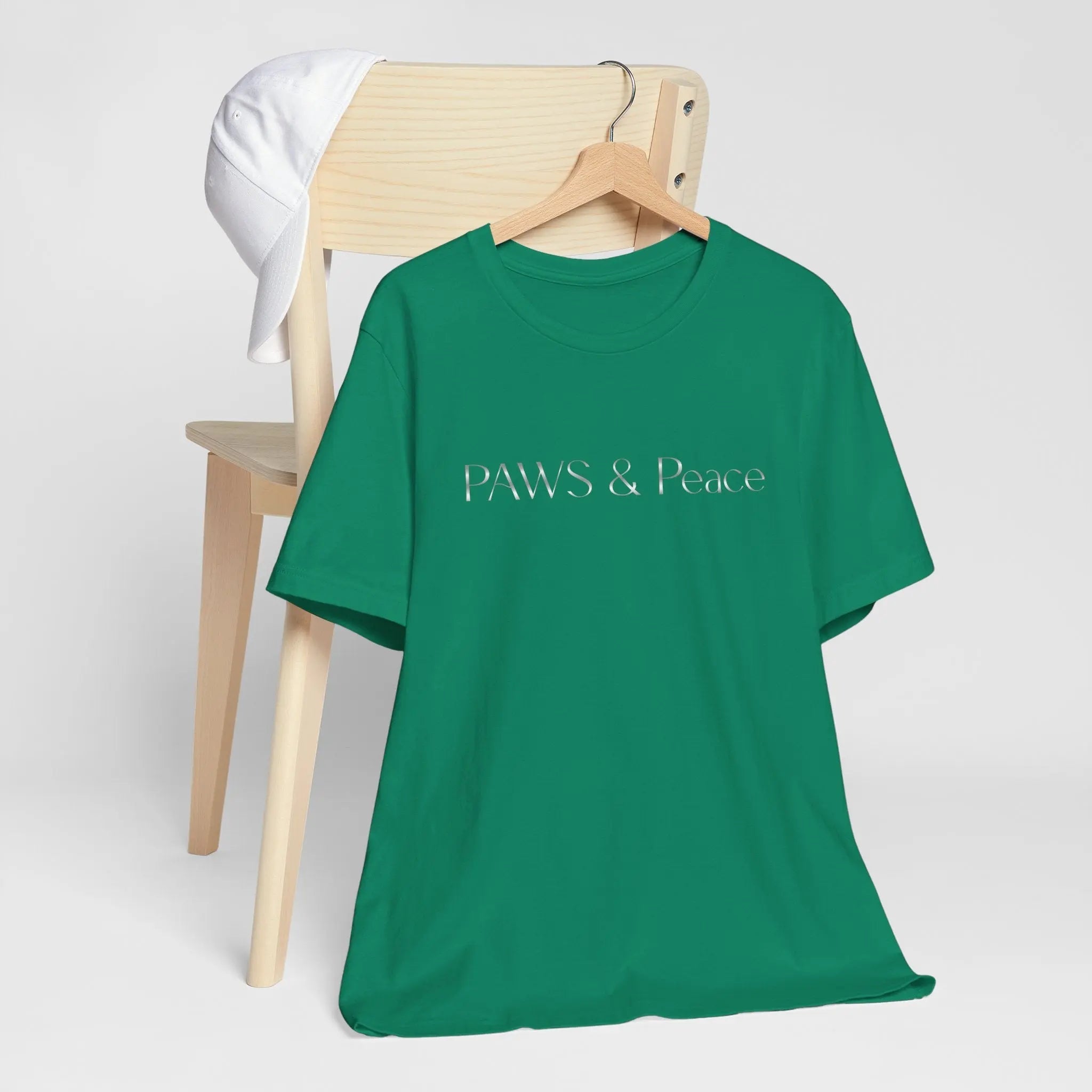 White Embossed 'Paws & Peace' Tee — Minimal Pet Lover T-Shirt - Chic Kitty