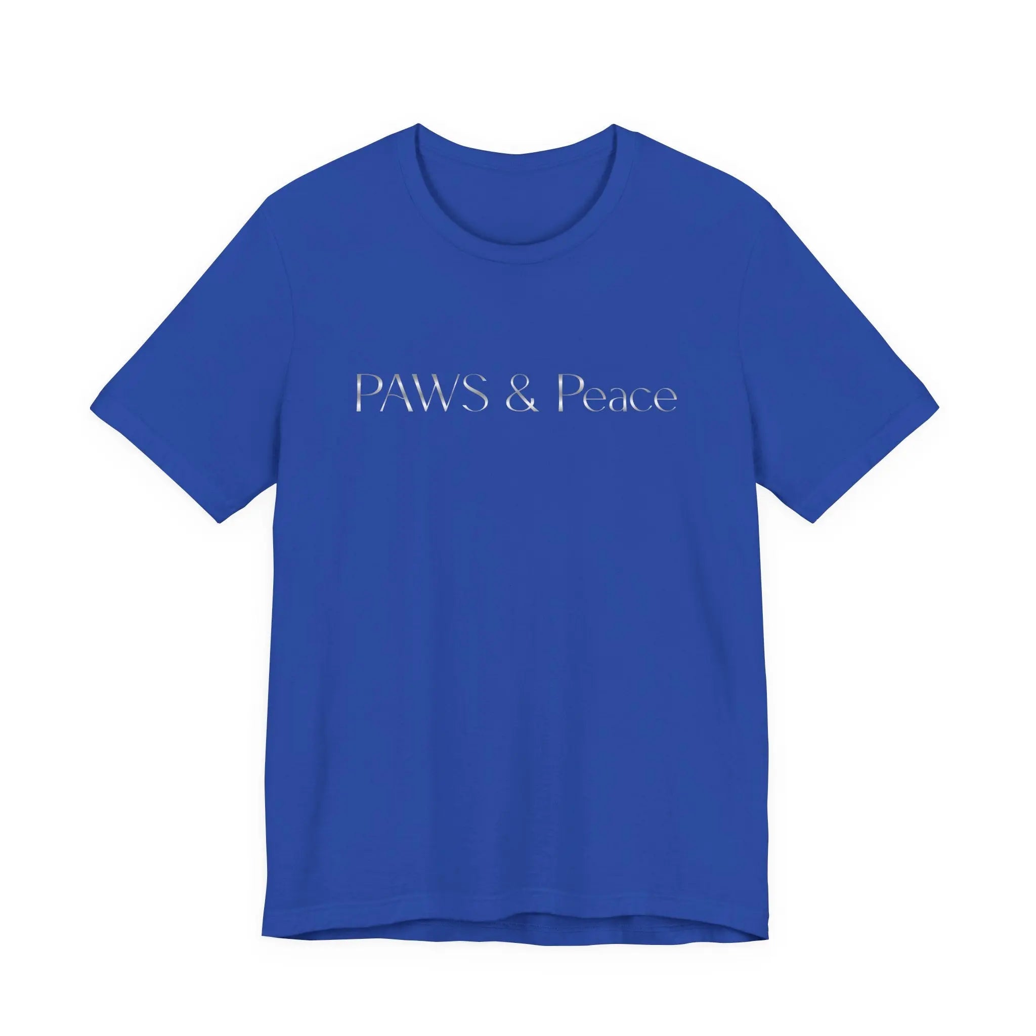 White Embossed 'Paws & Peace' Tee — Minimal Pet Lover T-Shirt - Chic Kitty