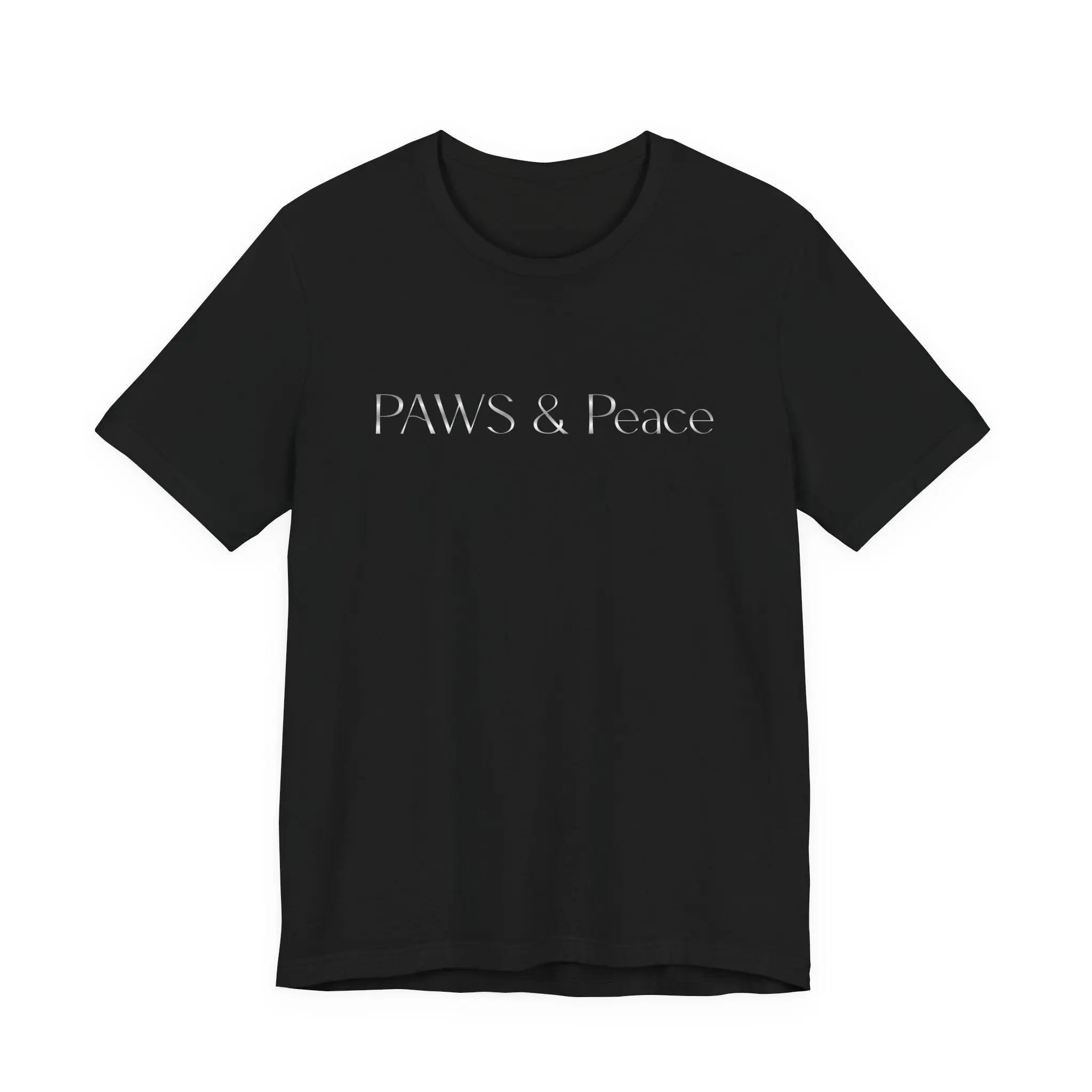 White Embossed 'Paws & Peace' Tee — Minimal Pet Lover T-Shirt - Chic Kitty
