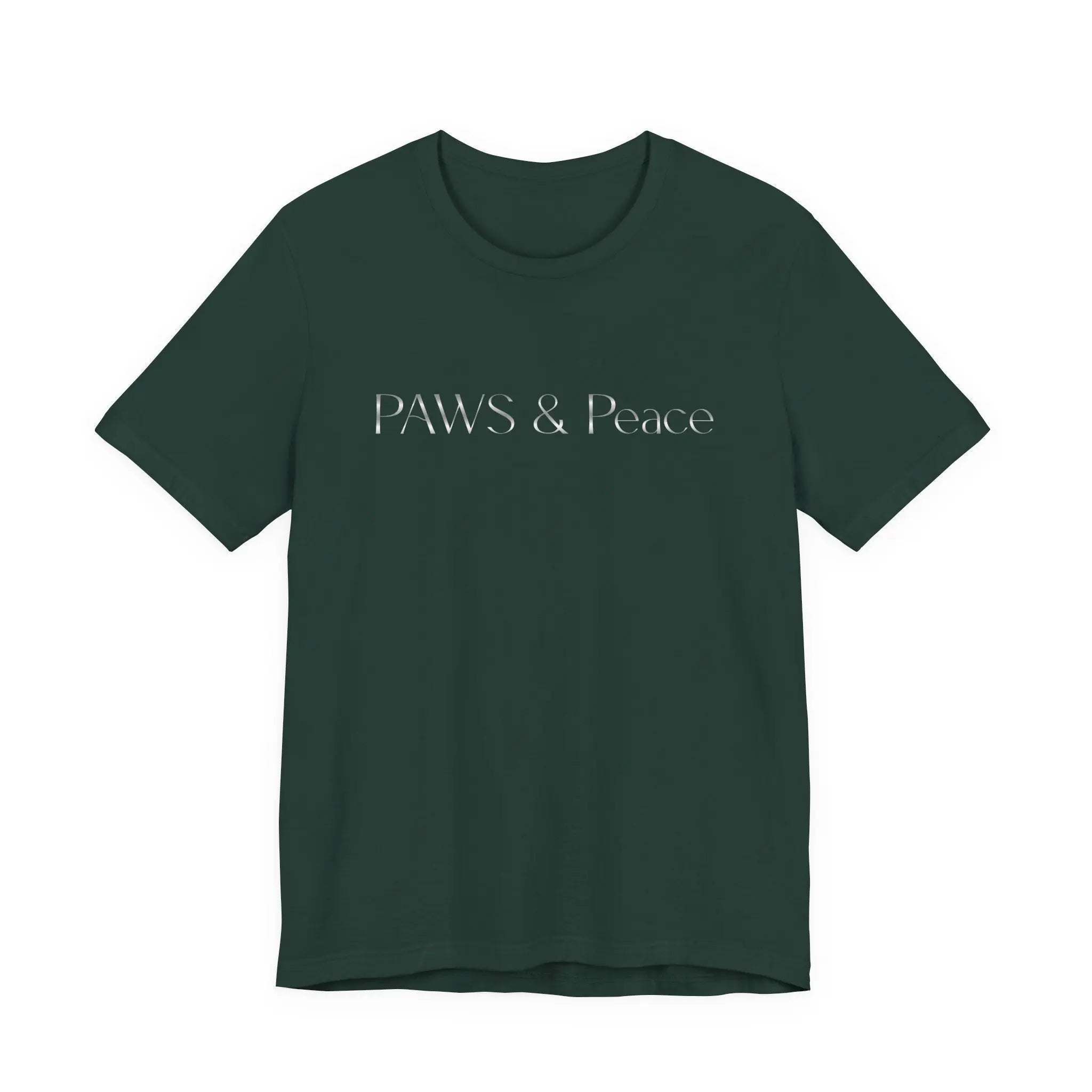 White Embossed 'Paws & Peace' Tee — Minimal Pet Lover T-Shirt - Chic Kitty