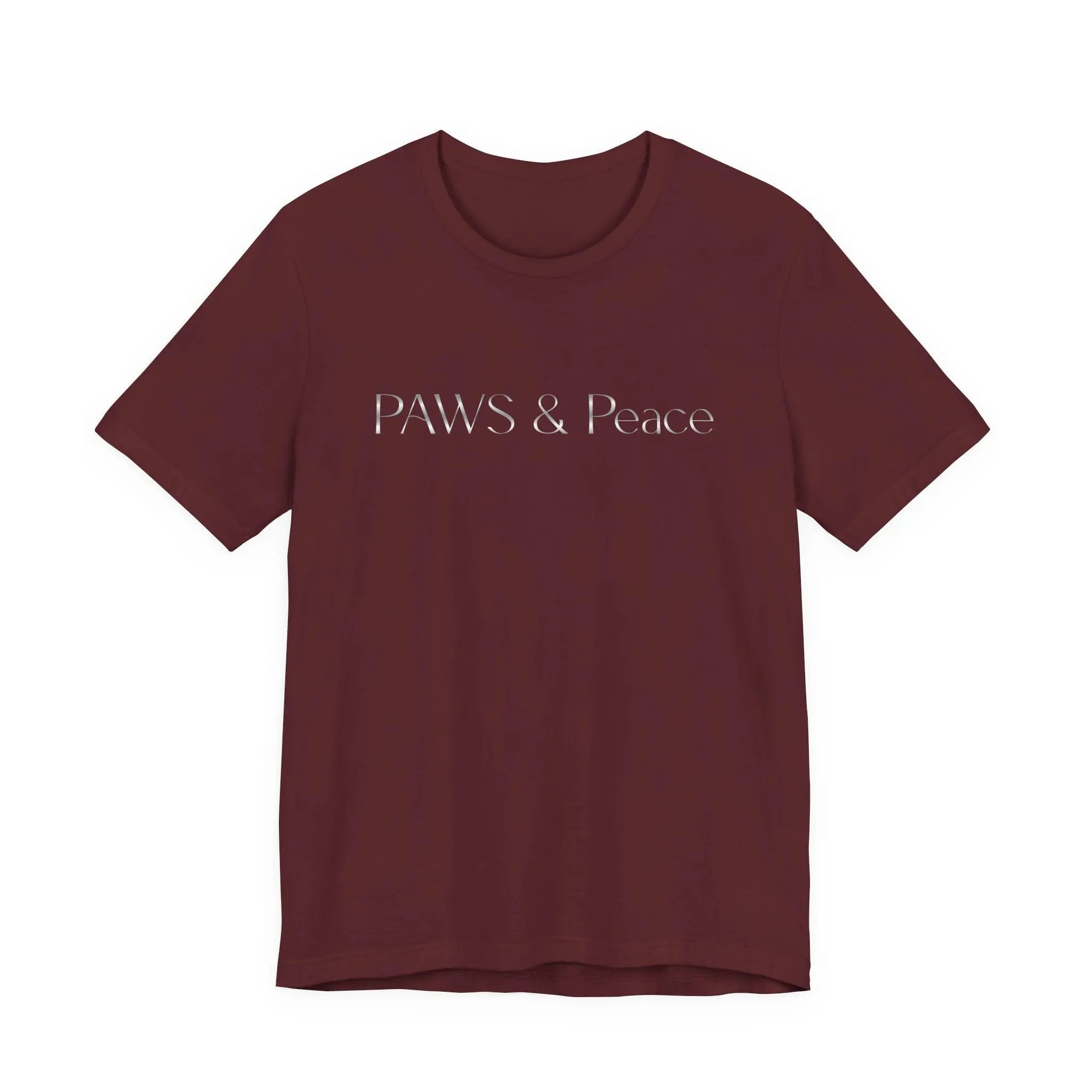 White Embossed 'Paws & Peace' Tee — Minimal Pet Lover T-Shirt - Chic Kitty